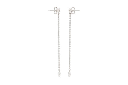 18K White Gold Thread Earrings