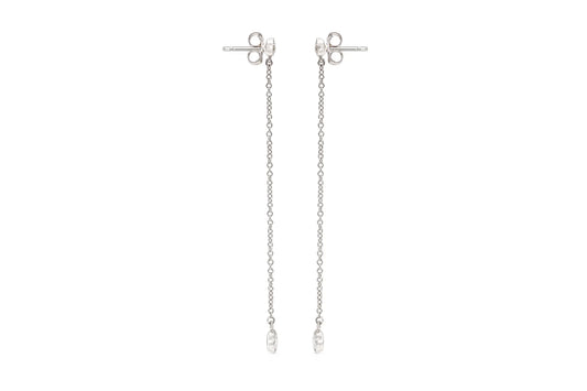 18K White Gold Thread Earrings