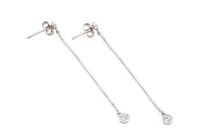 18K White Gold Thread Earrings