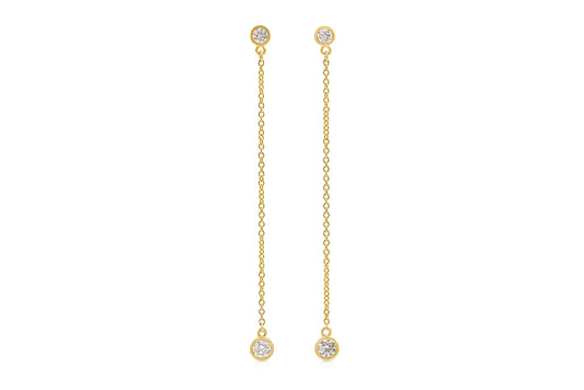 18K Yellow Gold Diamond Drop Earrings