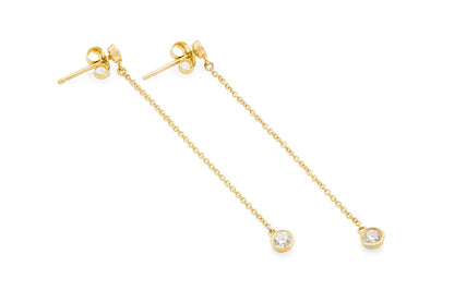 18K Yellow Gold Diamond Drop Earrings