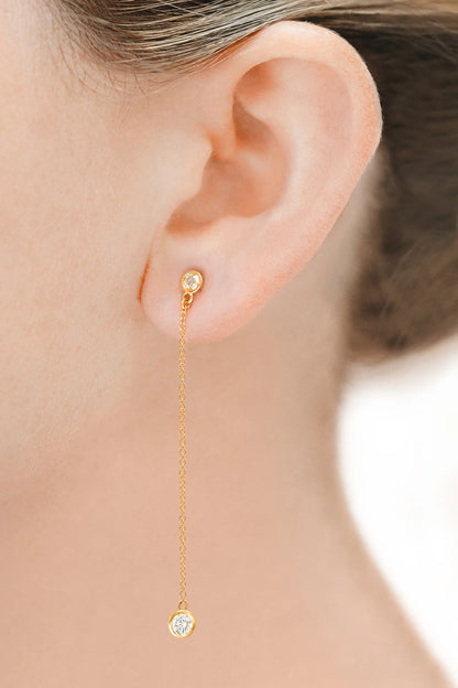 18K Yellow Gold Diamond Drop Earrings