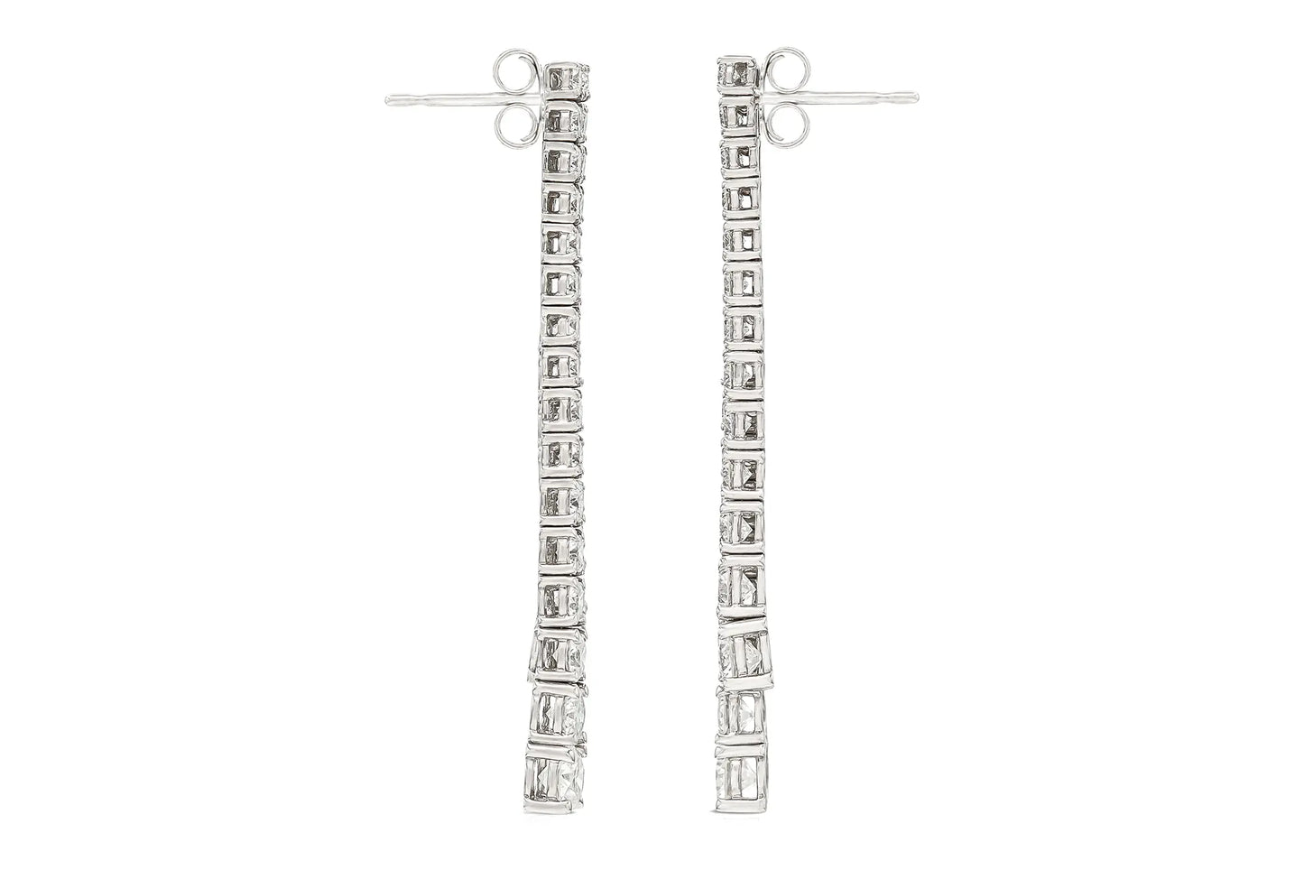 18K White Gold  Graduated Diamonds Drop Earrings