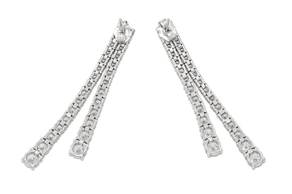 18K White Gold  Graduated Diamonds Drop Earrings