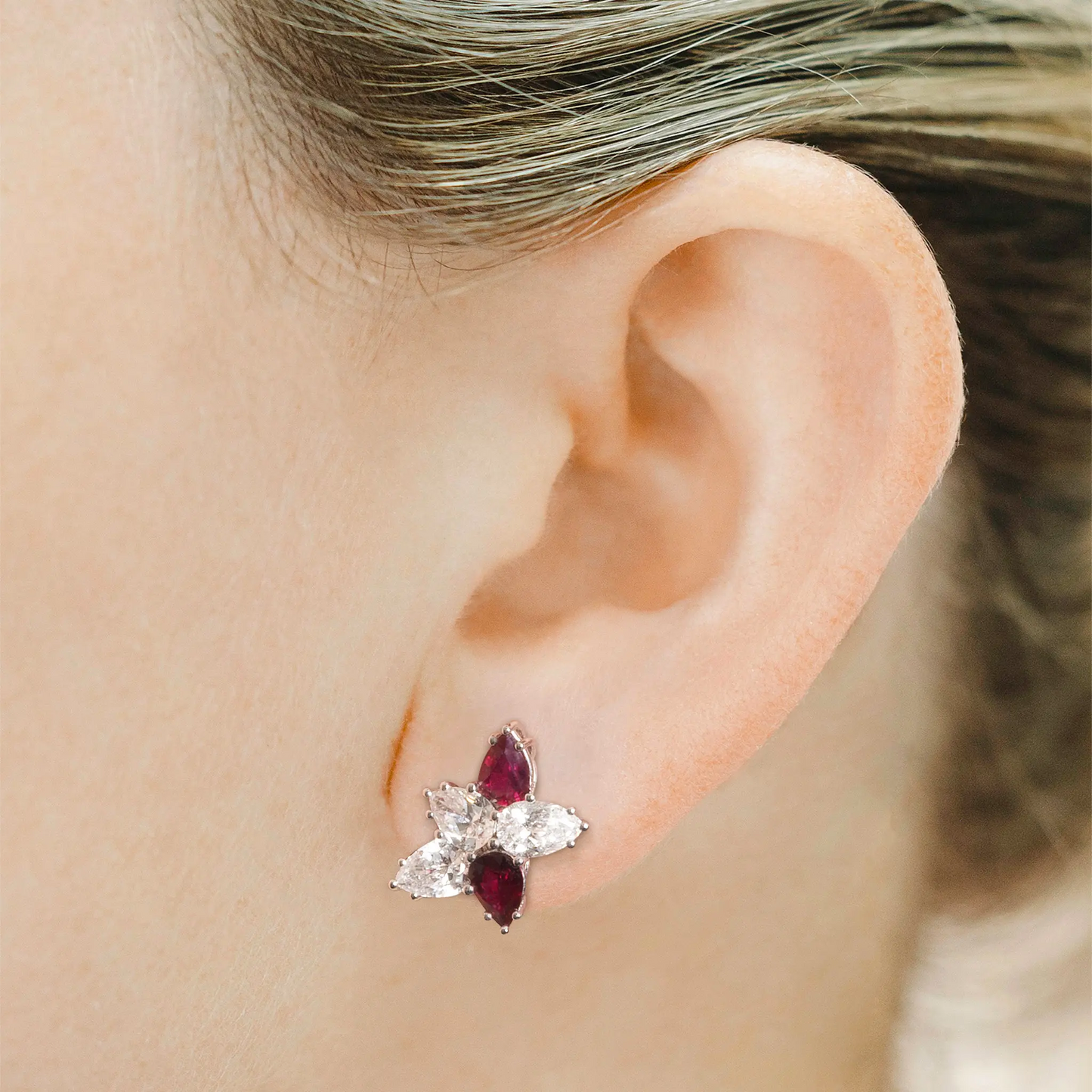 18K White Gold Diamond & Ruby Constellation Earrings