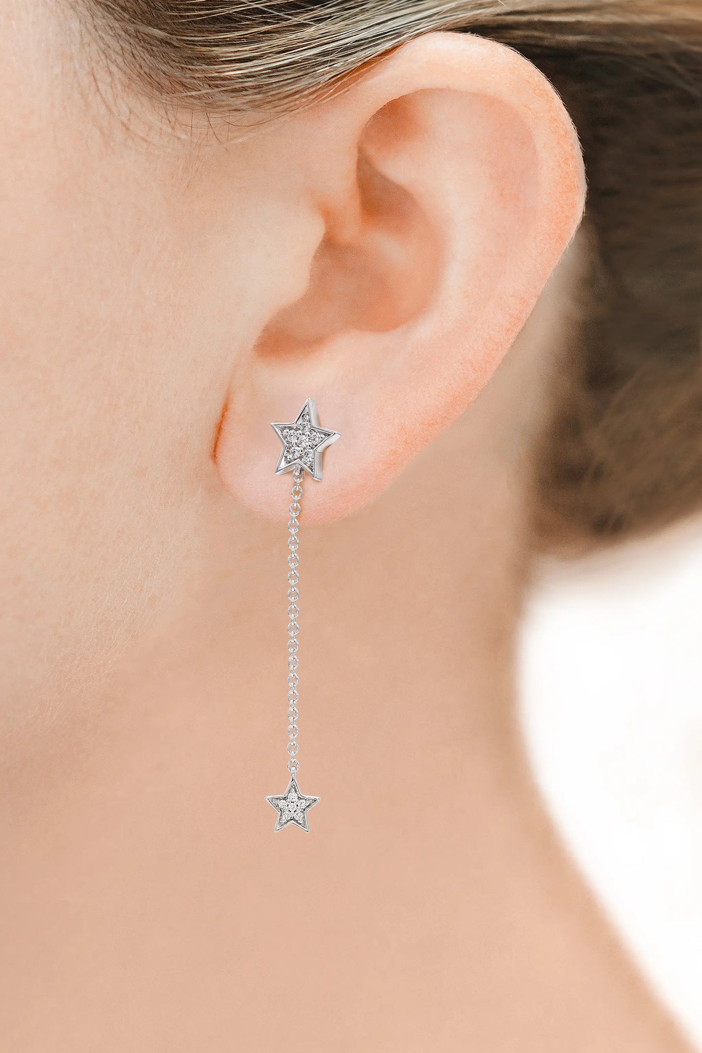 18K White Gold Yuliia Star Earrings