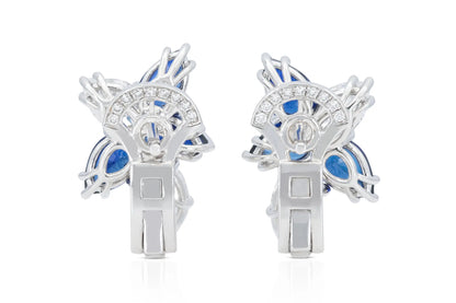 18K White Gold Diamond & Royal Blue Sapphire Constellation Earrings