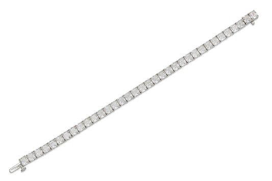 18K White Gold Cushion Cut Diamond Tennis Bracelet TW. 24.76ct