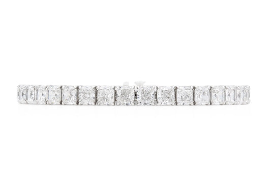 18K White Gold Cushion Cut Diamond Tennis Bracelet TW. 24.76ct
