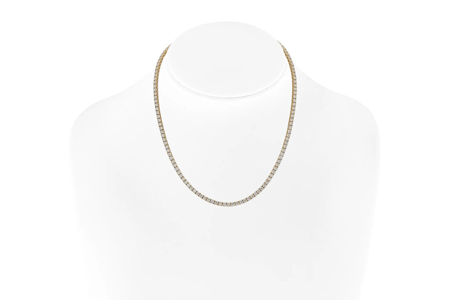 18K Yellow Gold Tennis Necklace Dtw. 10.52 carat
