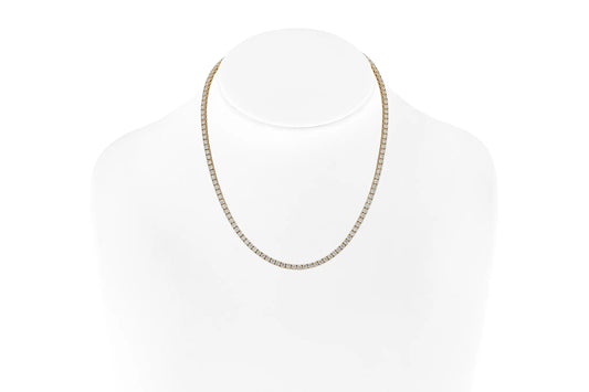 18K Yellow Gold Tennis Necklace Dtw. 10.52 carat