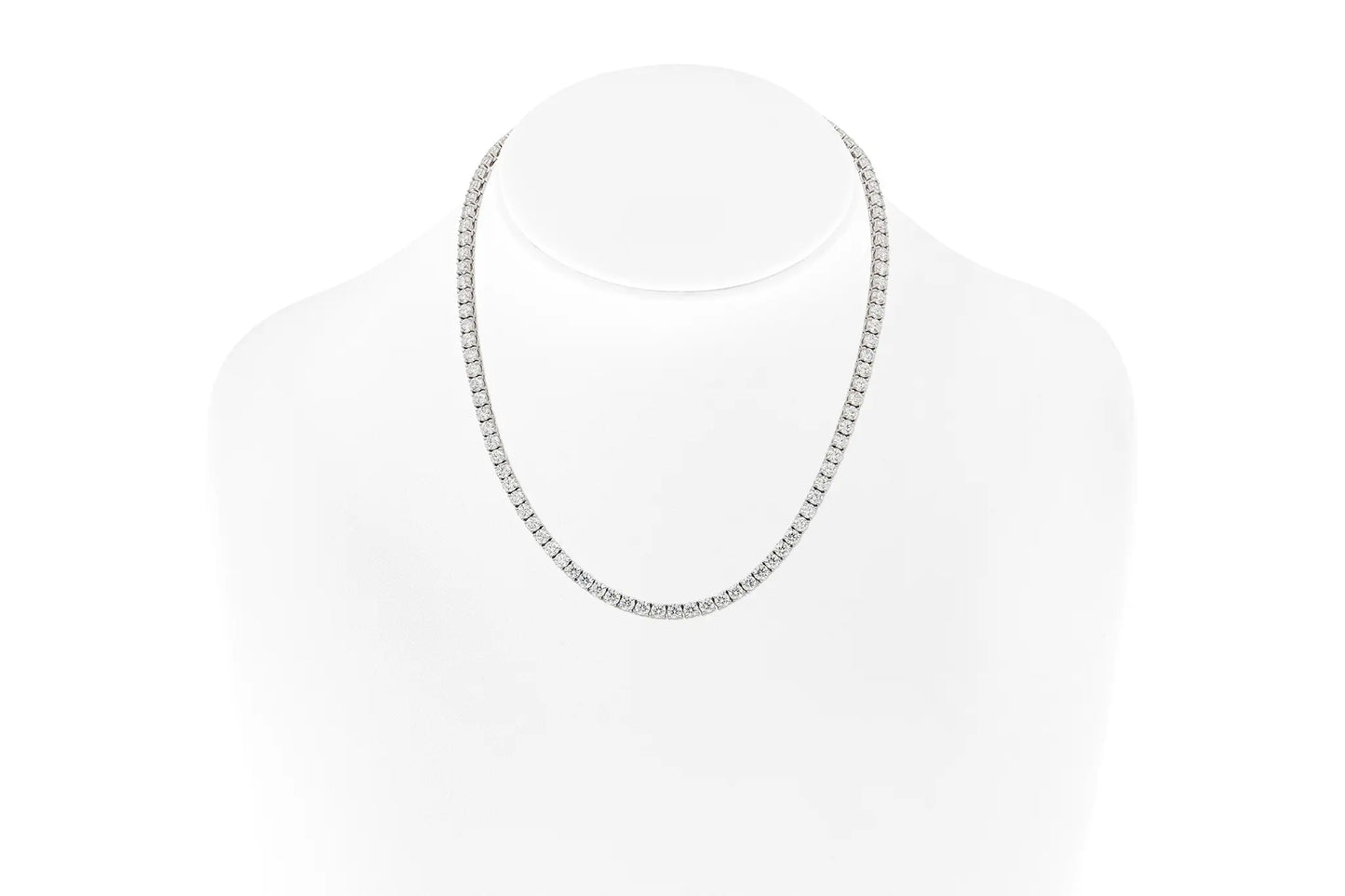 18K White Gold Tennis Necklace TW. 19.83 carat