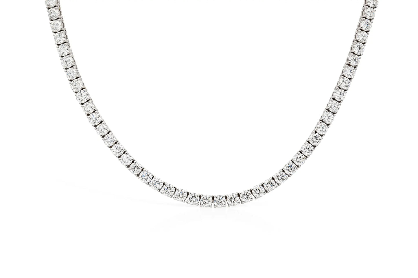 18K White Gold Tennis Necklace DTw. 23.50ct