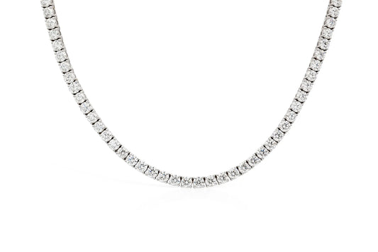 18K White Gold Tennis Necklace TW. 19.83 carat