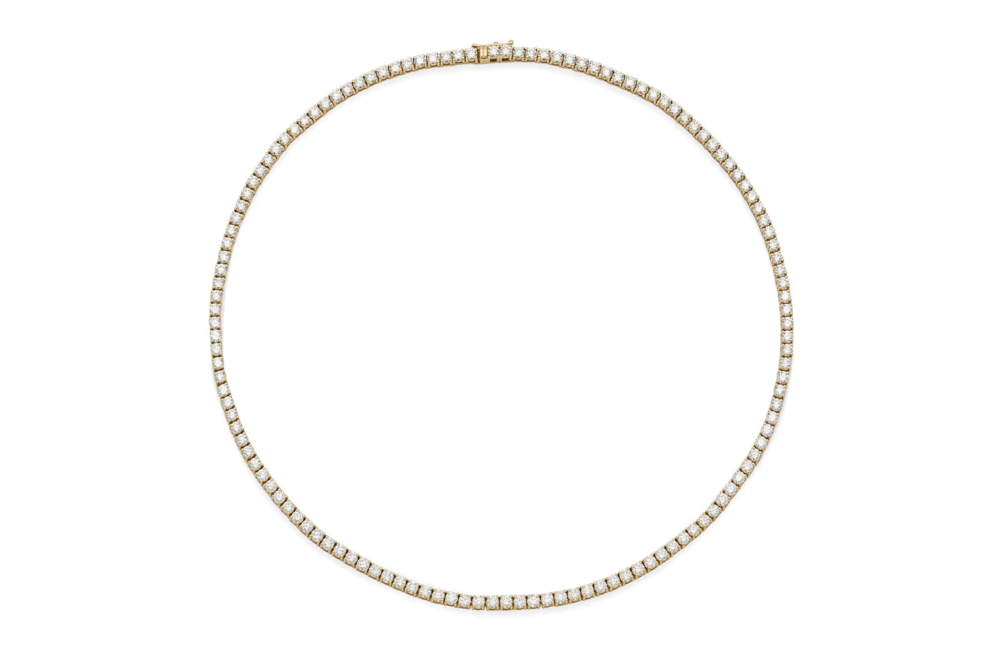 18K Yellow Gold Tennis Necklace Dtw. 10.52 carat
