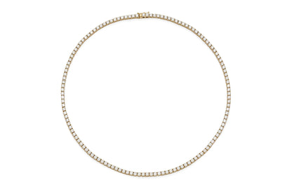 18K Yellow Gold Tennis Necklace Dtw. 10.52 carat