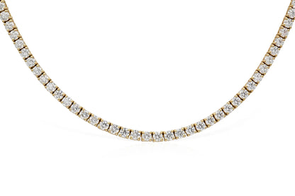 18K Yellow Gold Tennis Necklace Dtw. 10.52 carat