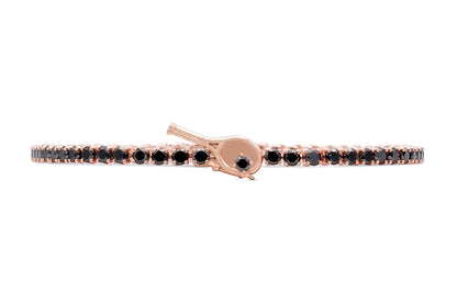 18K Rose Gold Black Diamond Tennis Bracelet Tw. 6.96 carat