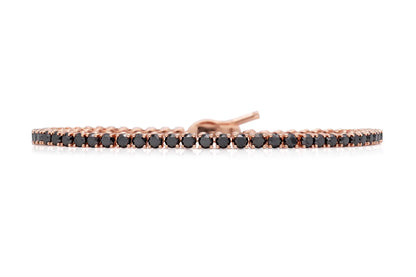 18K Rose Gold Black Diamond Tennis Bracelet Tw. 6.96 carat