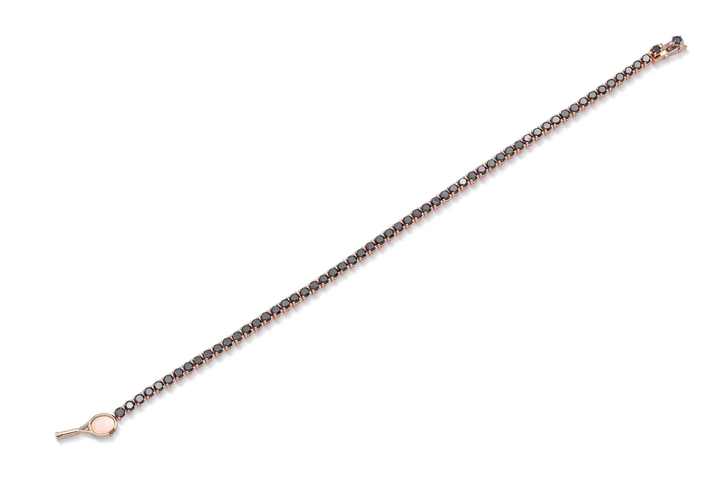 18K Rose Gold Black Diamond Tennis Bracelet Tw. 6.96 carat