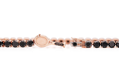 18K Rose Gold Black Diamond Tennis Bracelet DTw. 10.86 carat