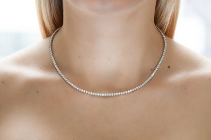 18K White Gold Tennis Necklace DTw. 7.75 carat