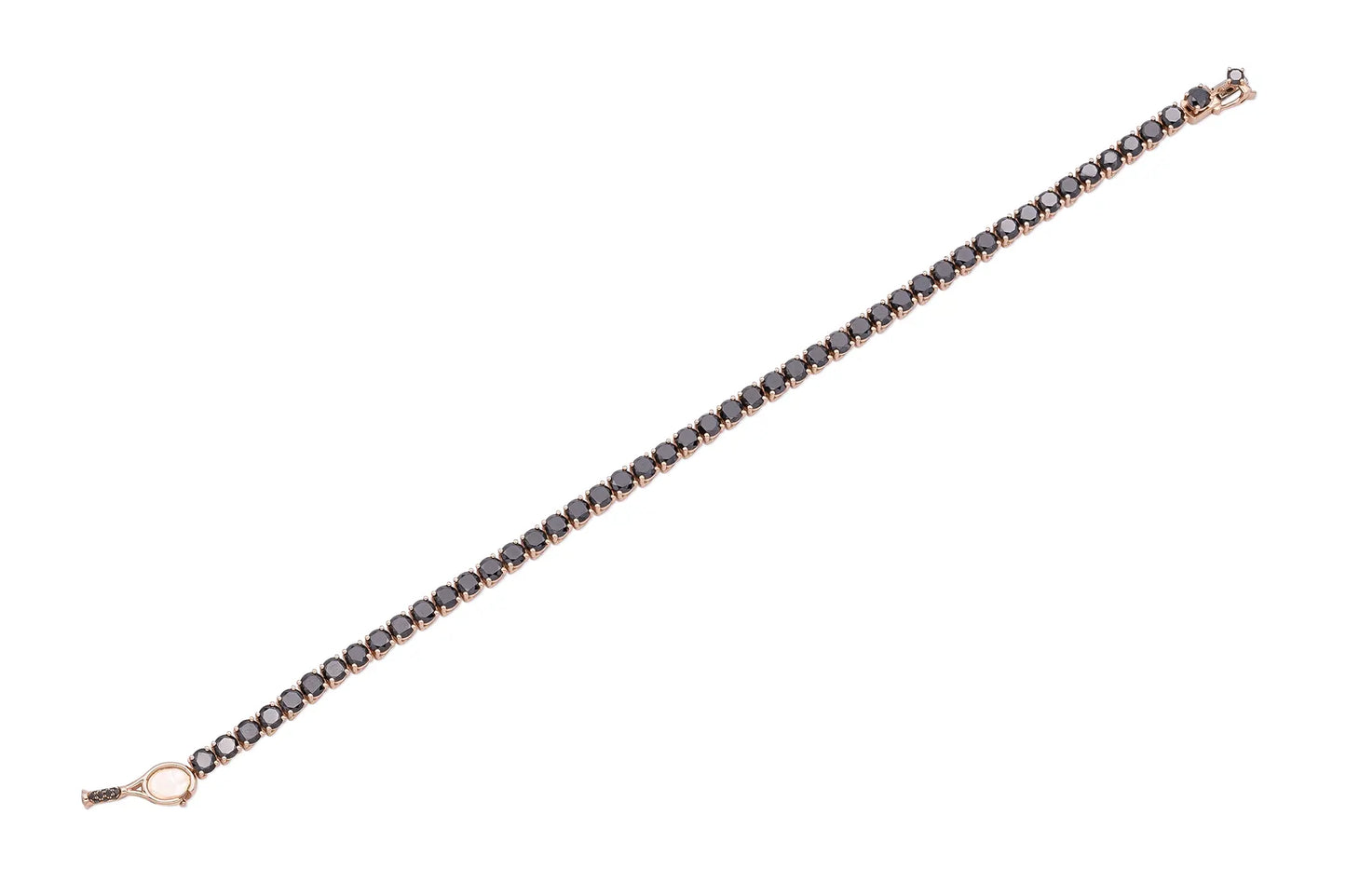 18K Rose Gold Black Diamond Tennis Bracelet DTw. 10.86 carat