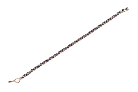 18K Rose Gold Black Diamond Tennis Bracelet DTw. 10.86 carat