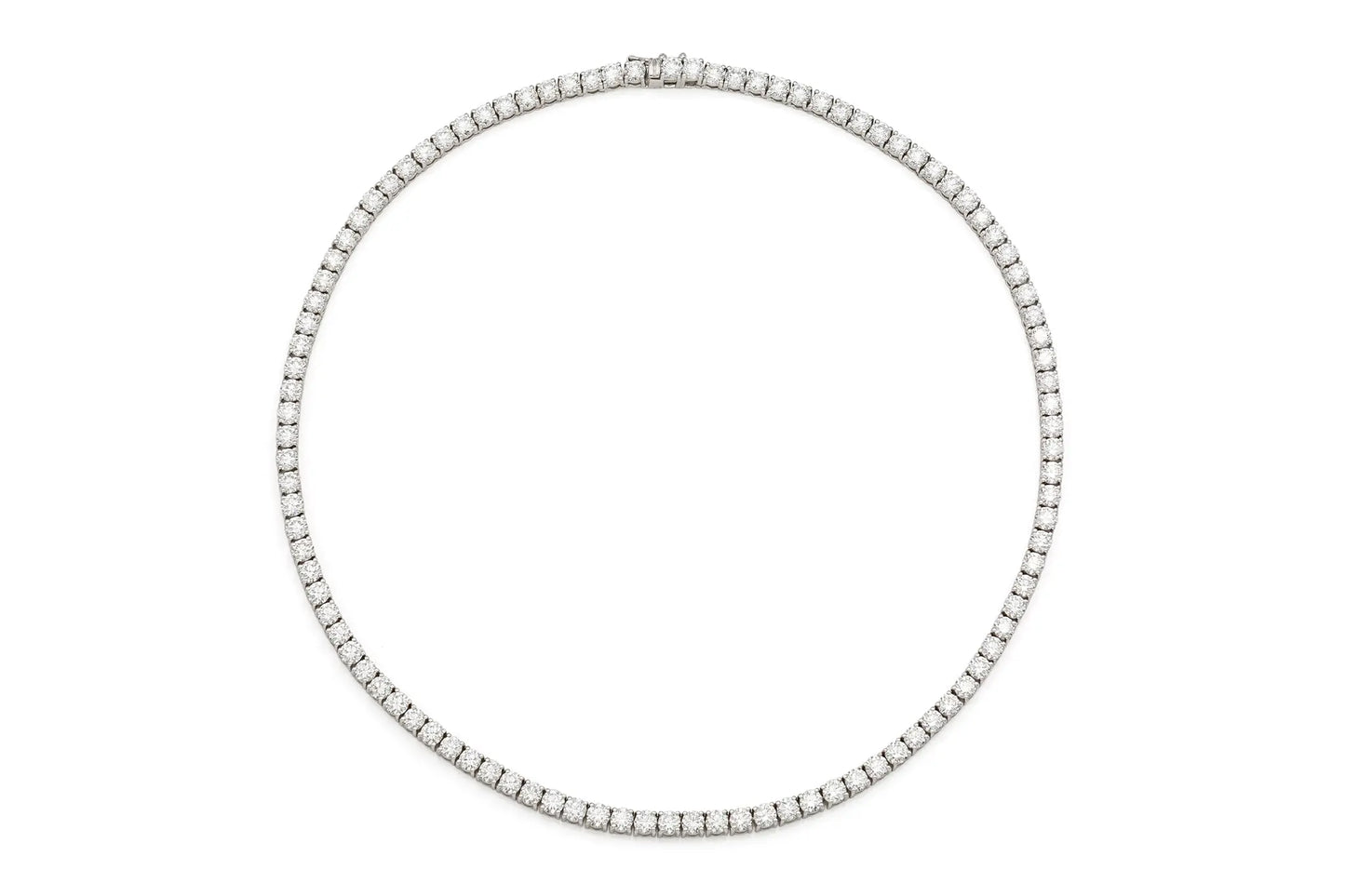 18K White Gold Tennis Necklace TW. 19.83 carat