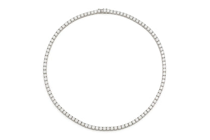 18K White Gold Tennis Necklace TW. 19.83 carat