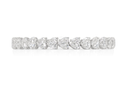 18K White Gold Heart Shape Diamond Tennis Bracelet Tw. 28.29 carat