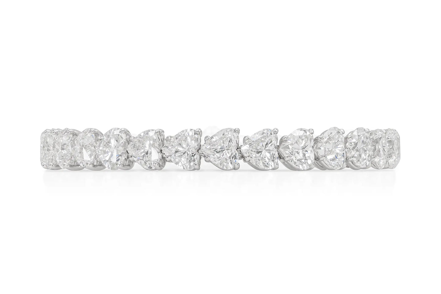 18K White Gold Heart Shape Diamond Tennis Bracelet Tw. 28.29 carat