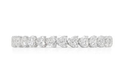 18K White Gold Heart Shape Diamond Tennis Bracelet Tw. 28.29 carat
