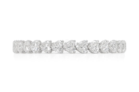 18K White Gold Heart Shape Diamond Tennis Bracelet Tw. 28.29 carat