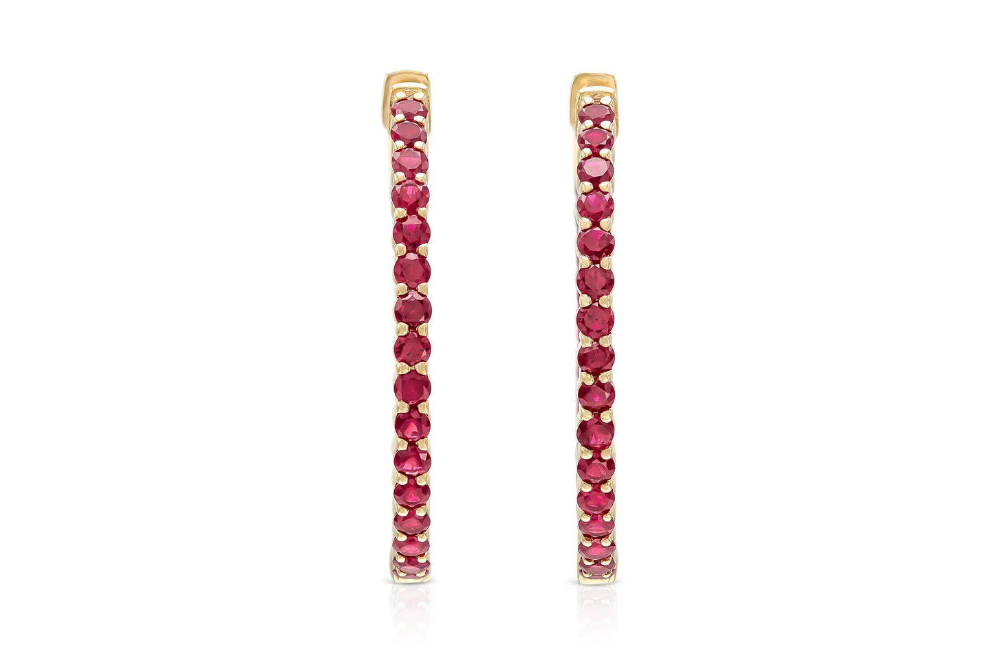 18K Rose Gold Ruby Hoops TW. 3.40ct