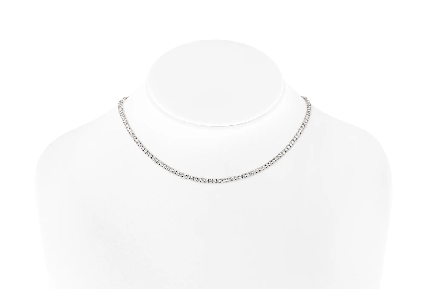 18K White Gold Tennis Necklace Tw. 10.84 carat