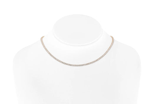 18K Rose Gold Diamond Tennis Necklace DTw. 5.20 carat