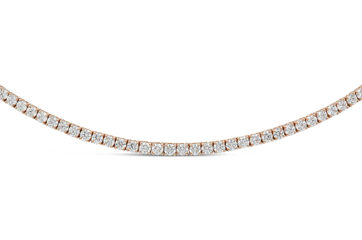 18K Rose Gold Diamond Tennis Necklace DTw. 5.20 carat