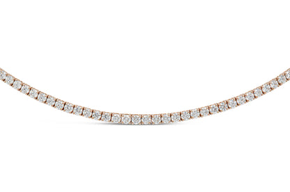 18K Rose Gold Diamond Tennis Necklace DTw. 5.20 carat