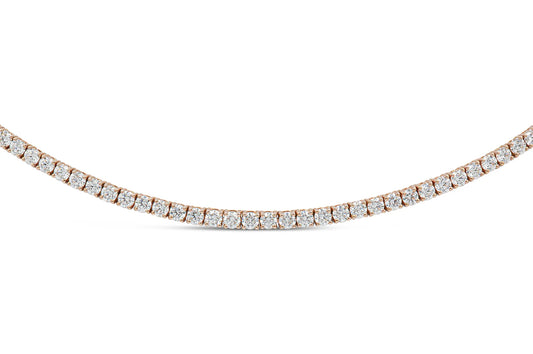 18K Rose Gold Diamond Tennis Necklace DTw. 5.20 carat
