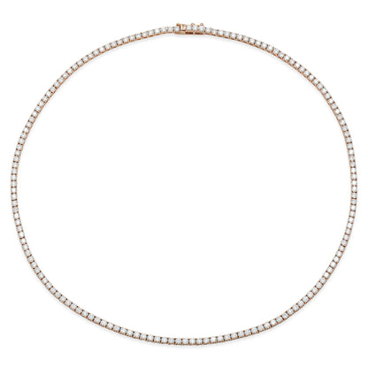 18K Rose Gold Diamond Tennis Necklace DTw. 5.20 carat