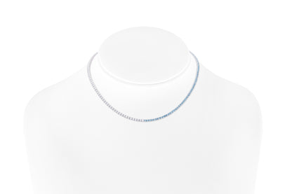 18K White Gold Aquamarines & Diamonds Tennis Necklace