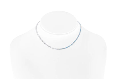 18K White Gold Aquamarines & Diamonds Tennis Necklace