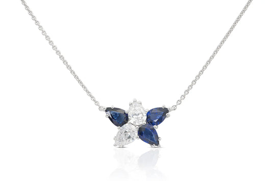 18K White Gold Diamond & Royal Blue Sapphire Constellation Pendant