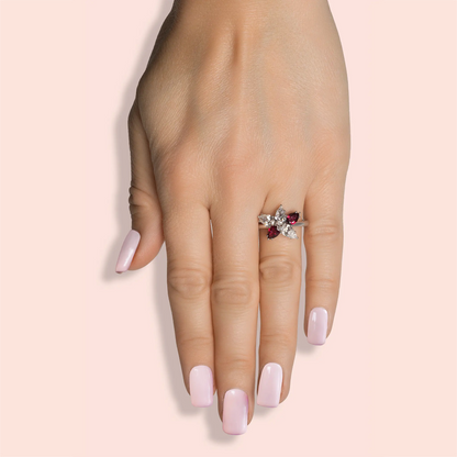 18K White Gold Diamond & Ruby Ring