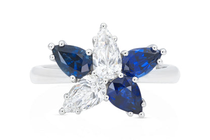 18K White Gold Diamond & Royal Blue Sapphire Ring