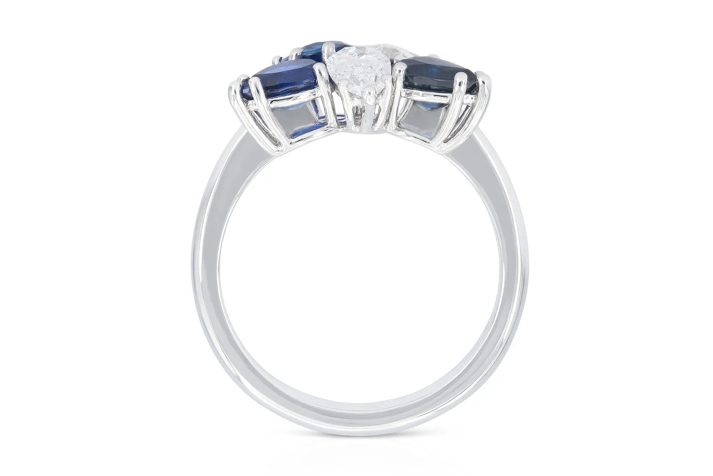 18K White Gold Diamond & Royal Blue Sapphire Ring