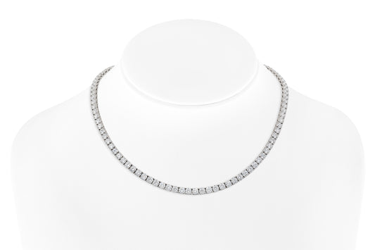 Handmade 18K White Gold Diamond Tennis Necklace