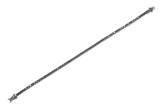 18K White Gold Black Rhodium Black Diamond Tennis Bracelet Tw. 4.08 carat