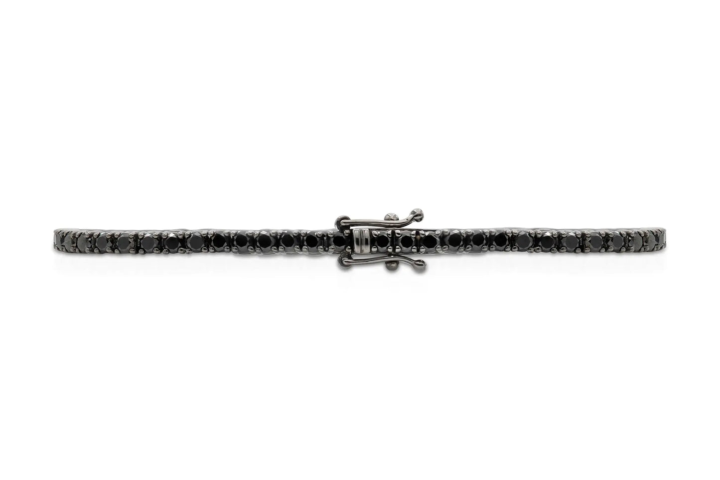 18K White Gold Black Rhodium Black Diamond Tennis Bracelet Tw. 4.08 carat